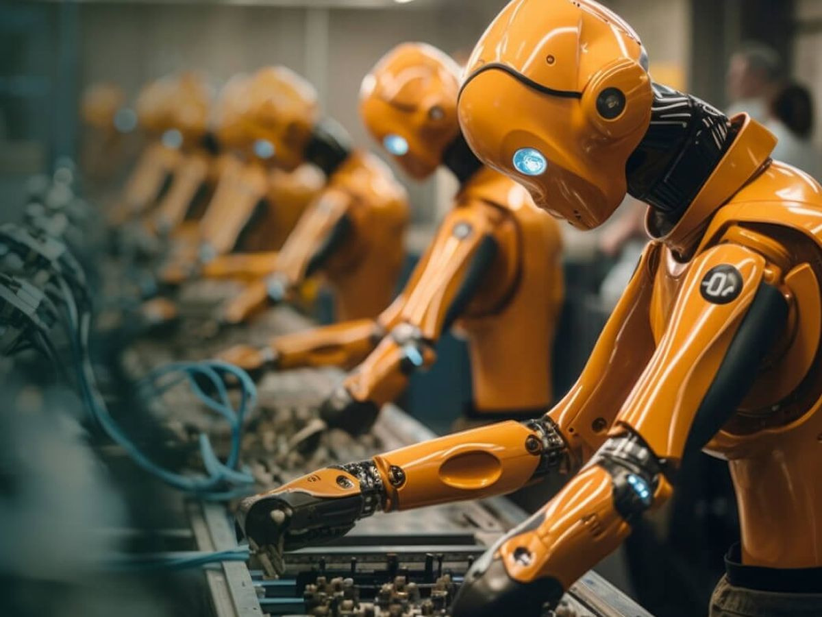 Robots d'assemblage sur une chaîne de production
